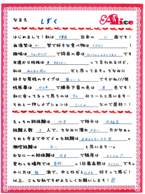 しずく 究極の素人専門店Alice-アリス-(デリヘル)