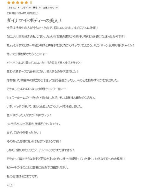 ゆめの プロフィール 大阪店（デリヘル）