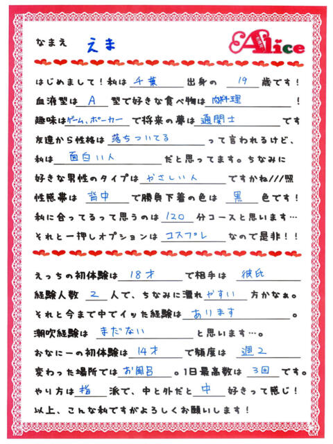 えま 究極の素人専門店Alice-アリス-（デリヘル）