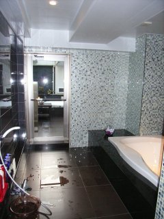 ホテルM(市川市/ラブホテル)の写真『801号室 内風呂から露天風呂への接続』by ホテルレポったー