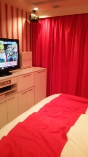 Hotel Re:（リー）(志木市/ラブホテル)の写真『213号室、テレビボード回り 、部屋全体が情熱のレッド！若い方向きかな笑、四時間休憩で5500円』by チューソン