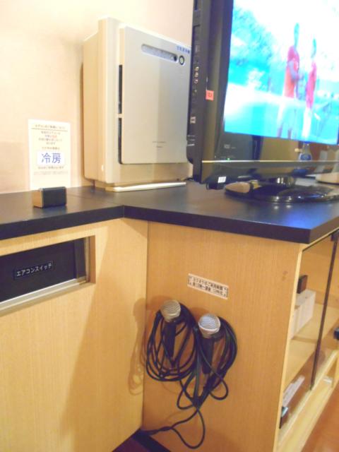 パークイン(東松山市/ラブホテル)の写真『203号室、空気清浄機とカラオケのマイク』by もんが～