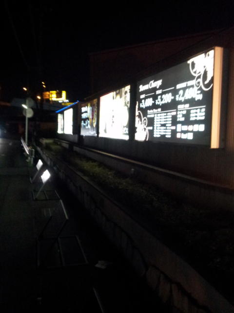 ホテル クイーンズタウンpart1(厚木市/ラブホテル)の写真『壁面の看板類(夜)』by 少佐