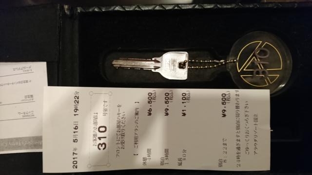 アラウダリゾート国立(国立市/ラブホテル)の写真『310号室、鍵と伝票』by おむすび