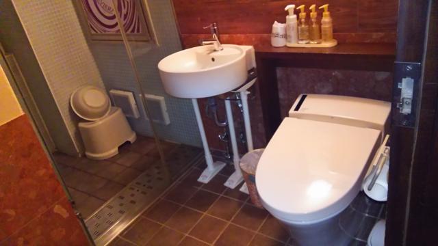 HOTEL RIVIERA(リビエラ)(横浜市西区/ラブホテル)の写真『3A室のﾄｲﾚと洗面所。同じﾌﾛｱになります。左奥はお風呂です。』by キジ