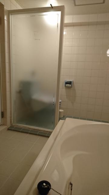 デザインホテル ミスト(横浜市中区/ラブホテル)の写真『403号室 バスタブ足元側の曇りガラスの向こうにトイレ。まさかのユニットバス。。』by なめろう