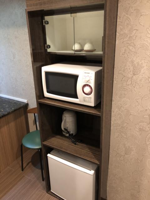 HOTEL アムール(台東区/ラブホテル)の写真『201号室 電子レンジに空っぽの冷蔵庫』by みこすりはん