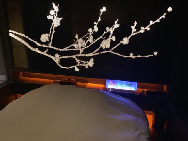 宿屋 湯島御苑(文京区/ラブホテル)の写真『207号室 ベッド 壁の絵はライトになっています』by ネコシ