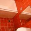 ホテルエーゲ海(荒川区/ラブホテル)の写真『405号室：浴室(洗い場＆湯船はまずまず広い／手前に写るのが洗面所の流し台／赤いタイルが素敵❤トイレも同じ雰囲気)』by オレの地雷を越えてゆけ！