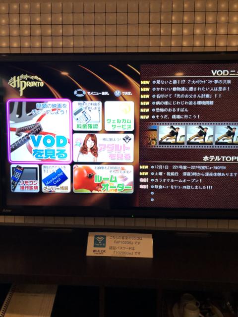 HOTEL アスタプロント(浜松市/ラブホテル)の写真『206号室　テレビ案内』by 一刀流
