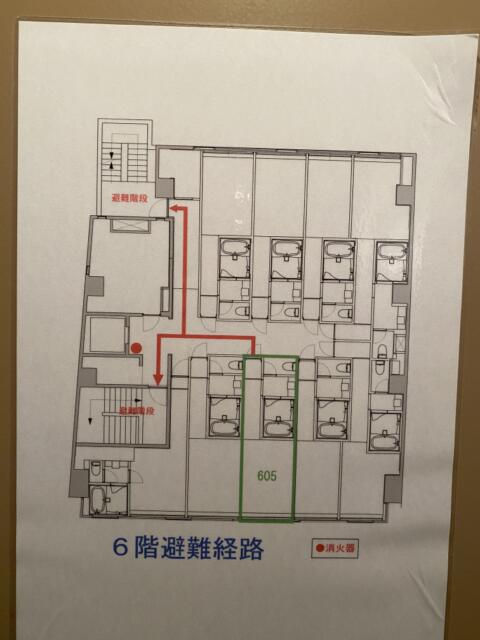 ヒルズホテル五反田(品川区/ラブホテル)の写真『605号室(避難経路図)』by こねほ