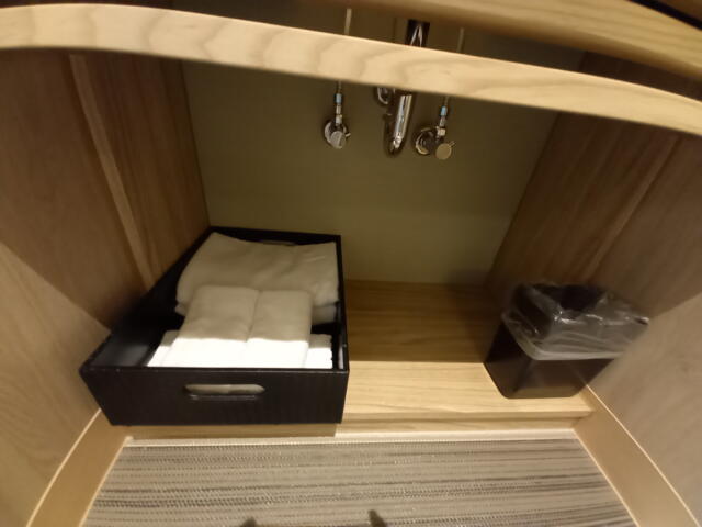HOTEL KARUTA 赤坂(港区/ラブホテル)の写真『503号室の洗面台下にバスタオル類』by angler