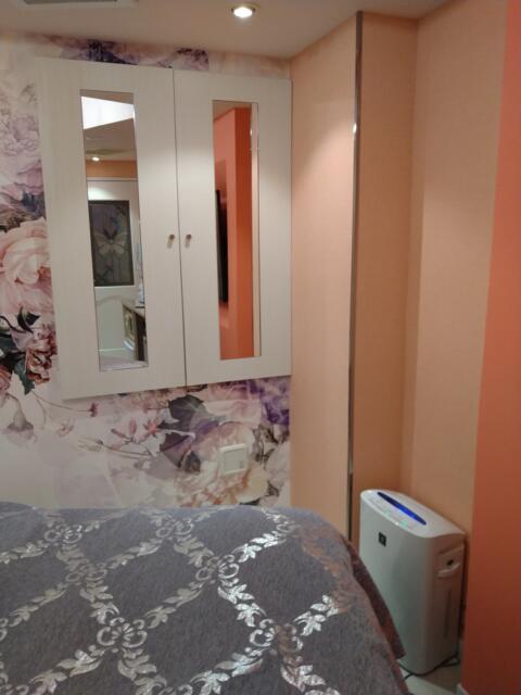 HOTEL ALL-INN G（オールインジー）(豊島区/ラブホテル)の写真『302号室 ベッド左の壁に鏡付きの窓扉。床に空気清浄機。』by なめろう