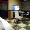 le MOCA（ルモカ）(久留米市/ラブホテル)の写真『le MOCA206号室のTV配置、丸テーブル、チェア（ベッドから見たところ）』by 猫饅頭