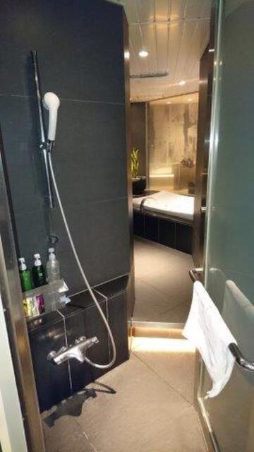 HOTEL SENSE(センス)(新宿区/ラブホテル)の写真『207号室（浴室を開けると直ぐに洗い場。スライド固定式でヘッドは壁向き）』by 格付屋