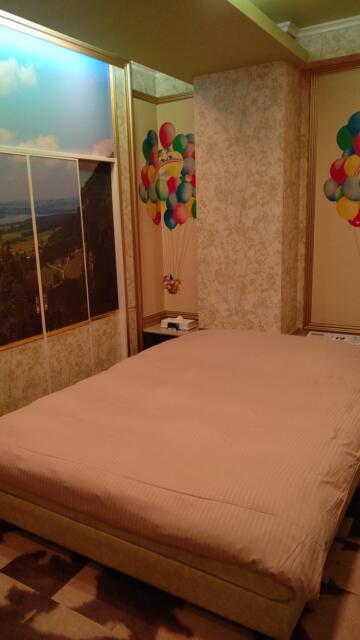 ホテル エアポート(豊島区/ラブホテル)の写真『206号室、ベッドと壁装飾』by Sparkle