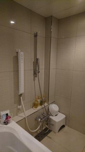 HEART HOTEL(渋谷区/ラブホテル)の写真『206号室（浴室奥からシャワー方向。スライド固定式。ヘッドは壁向き）』by 格付屋