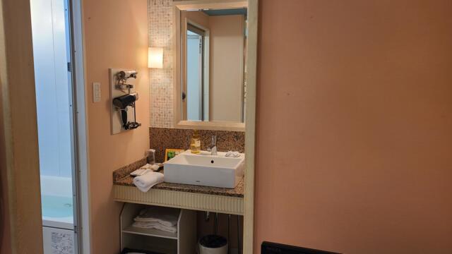 HOTEL ZERO2(渋谷区/ラブホテル)の写真『102号室、寝室から浴室をのぞいて見た』by 現身