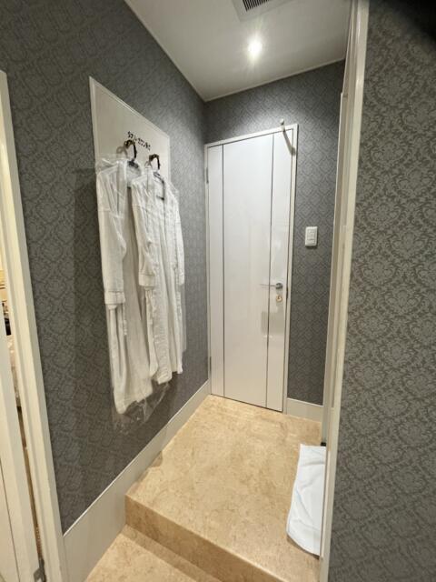 HOTEL Sophia（ソフィア）(浜松市/ラブホテル)の写真『113号室　ガウン、トイレ扉、右側が風呂』by ま〜も〜る〜