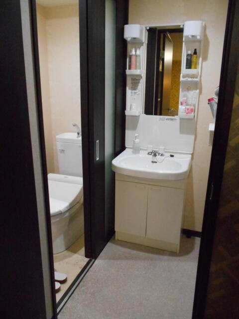 ニューポート(立川市/ラブホテル)の写真『101号室、洗面所とトイレ』by もんが～