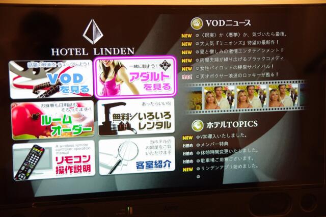 ホテル リンデン 湯島(文京区/ラブホテル)の写真『608号室　テレビのVOD画面』by マーケンワン