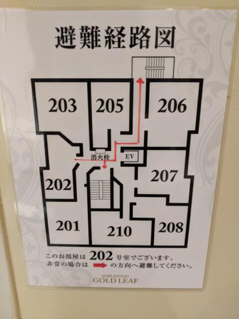 HOTEL GOLD LEAF（ゴールドリーフ）(神戸市中央区/ラブホテル)の写真『205号室 避難経路』by きんてつ