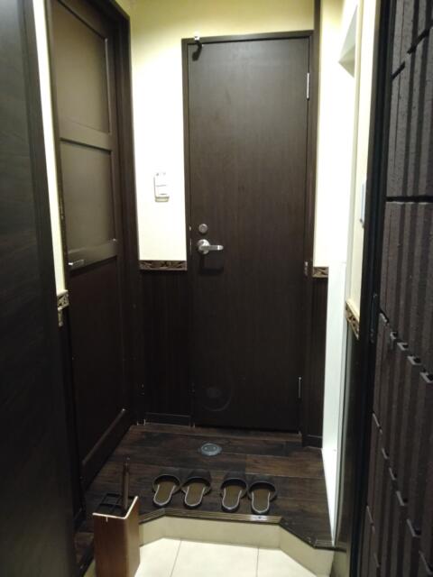 HOTEL COCO BALI（ココバリ）(渋谷区/ラブホテル)の写真『403号室 部屋のドア開けてすぐの景色。正面の扉がトイレ、左が室内への扉、右にバスルームがある。』by なめろう