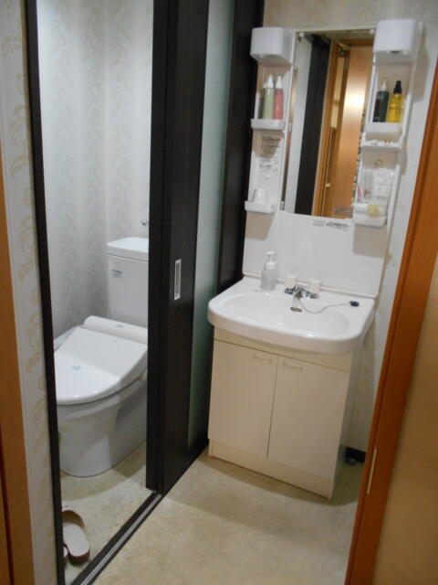 ニューポート(立川市/ラブホテル)の写真『201号室、洗面所とトイレ』by もんが～