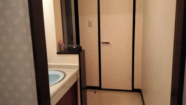 ホテル イングリッシュガーデン(岐阜市/ラブホテル)の写真『303 号室、浴室前の洗面台とトイレドア』by カートゥーン