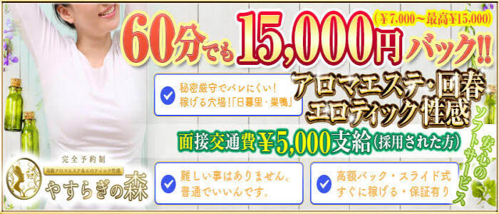 やすらぎの森(高収入バイト)(日暮里、巣鴨発・23区/出張Ｍ性感＆エステ)