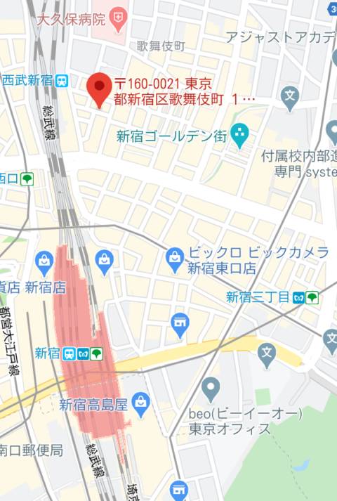 マップ｜アムールクリスタル（ファッションヘルス/新宿歌舞伎町）