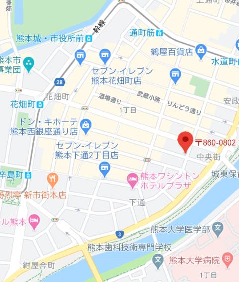 マップ｜イエスグループ熊本　Kawaii（カワイイ）（ファッションヘルス/中央街）