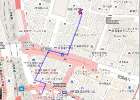 マップ｜ゴールドフィンガー（オナクラ/新宿発・周辺）