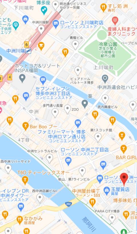 マップ｜たっぷりHoneyoilSPA福岡中洲店（店舗型性感メンズエステ/博多）