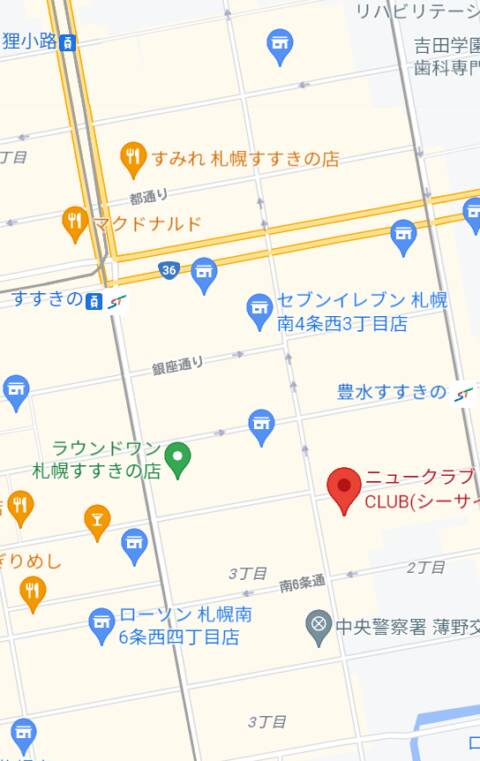 マップ｜SEA SIDE CLUB（ニュークラブ(キャバクラ)/すすきの）
