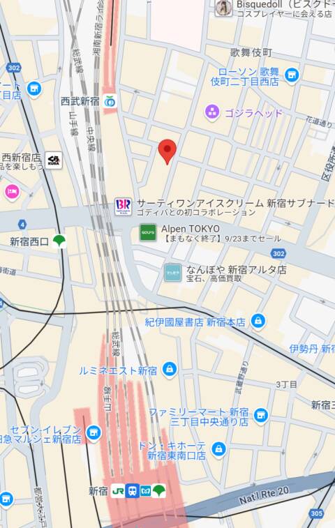 マップ｜サキュ×バニーTOKYO（ガールズバー/新宿歌舞伎町）