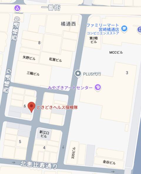 マップ｜どきどきヘルス探検隊（ファッションヘルス/西橘通り（宮崎市））