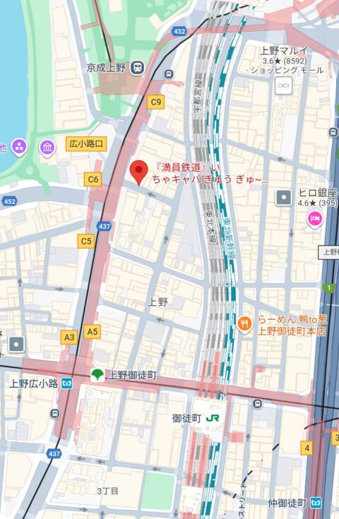 マップ｜ぎゅーぎゅう電車（いちゃキャバ/上野）