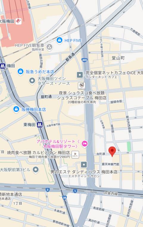 マップ｜キラーボール55（セクキャバ/梅田）