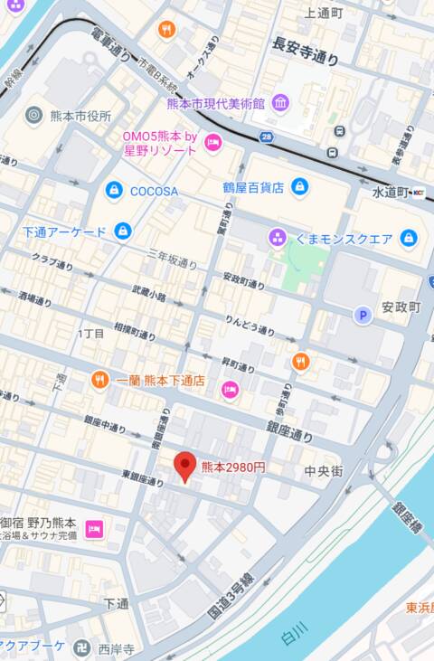 マップ｜熊本2980円（店舗型手コキ専門店/中央街）