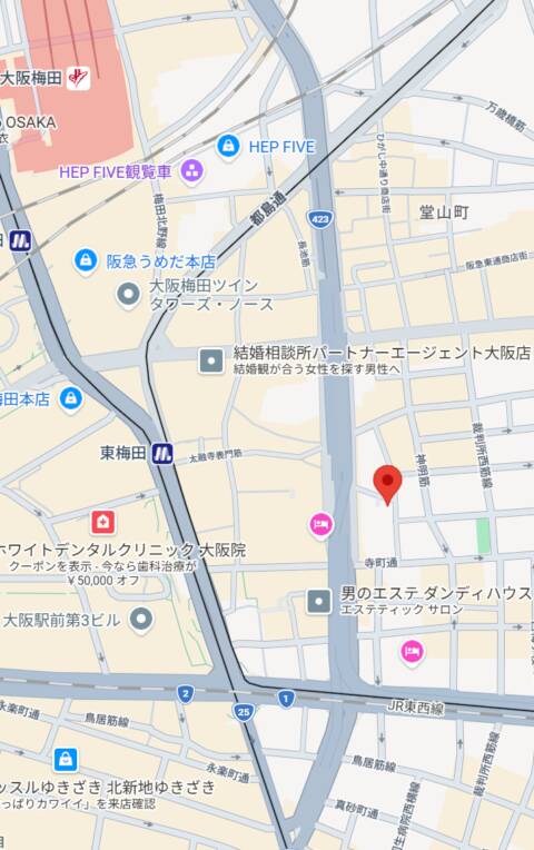 マップ｜アイドル育成プロジェクト だいしゅきほーるど梅田店（ホテヘル型オナクラ/梅田）