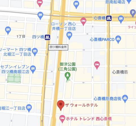 待ち合わせ場所～ザ ウォールホテル(心斎橋)付近～｜梅田ムチぽよ女学院（ぽっちゃりデリヘル/梅田発・周辺}）