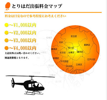 交通費｜とりはだ（日本人 回春マッサージ/日暮里発・近郊）