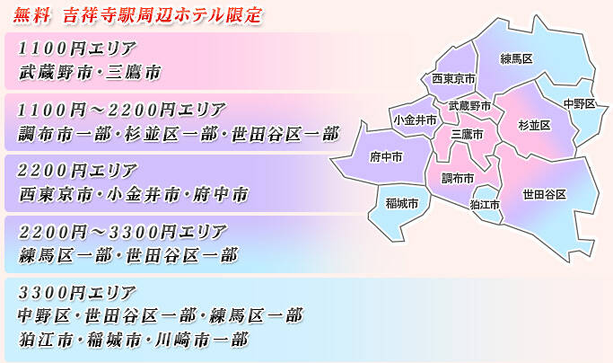 交通費｜ココリラ吉祥寺・調布店（アロマ洗体エステ/吉祥寺発・近郊）