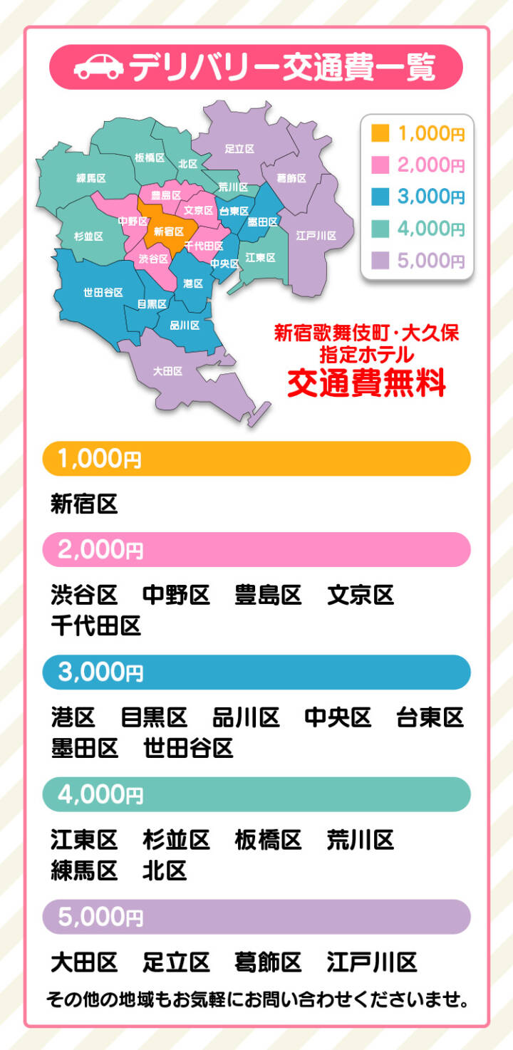 交通費｜しろうと娘in新宿（デリヘル/新宿発・近郊）