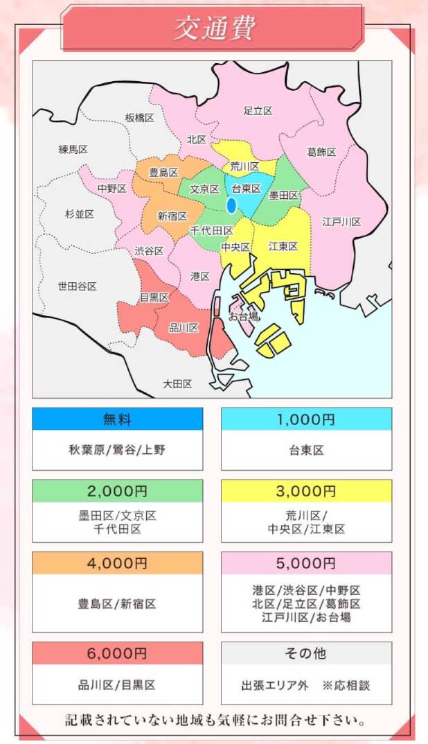 交通費｜恥じらいエステ（風俗エステ/秋葉原発・近郊）