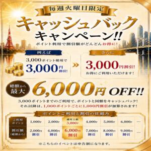 ポイントキャッシュバックキャンペーン 新宿人妻城（新宿・歌舞伎町/デリヘル）