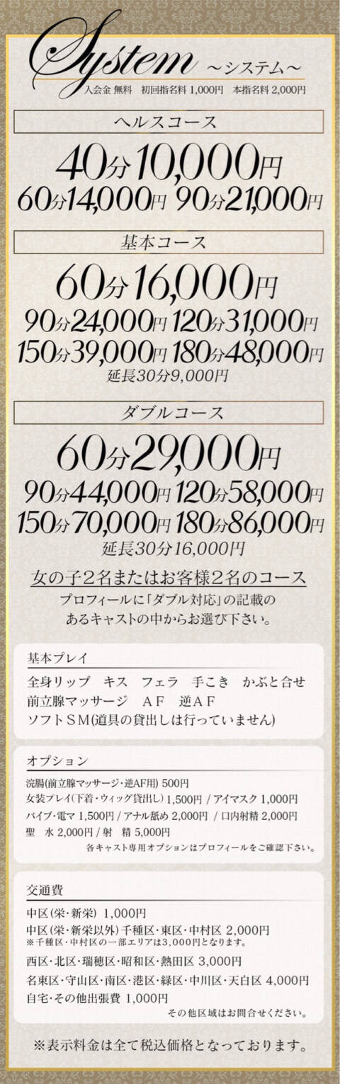 システム｜T-girl ～ティーガール～（ニューハーフヘルス/新栄発・近郊）
