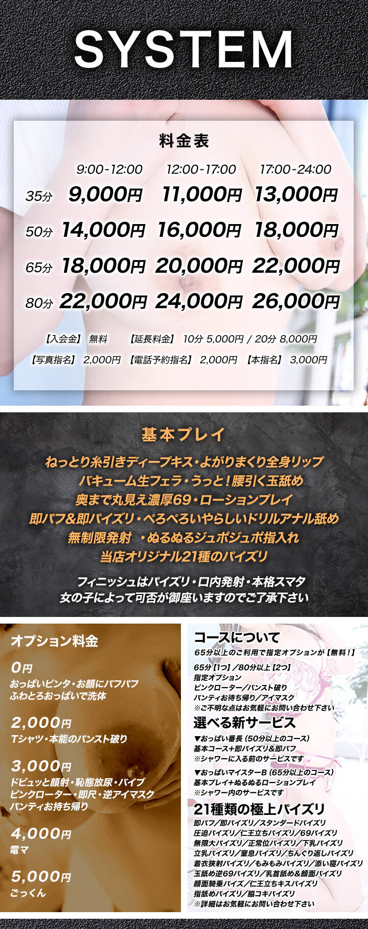 システム|横浜パフパフチェリーパイ(巨乳・爆乳専門ヘルス店/横浜曙町)
