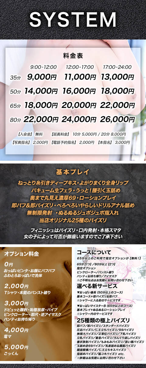システム｜横浜パフパフチェリーパイ（巨乳・爆乳専門ヘルス店/横浜曙町）